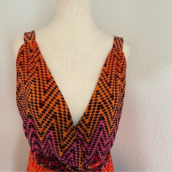 New Directions Maxi V Neck Sleeveless Empire Waist Sundress Cover Up Size L - Picture 4 of 12